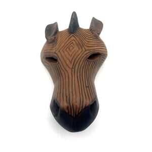 Hand Carved‎ Zebra Mask Olive Wood African Safari Wall Art